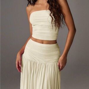 Elegant Cream Women's Skirt and tube top set